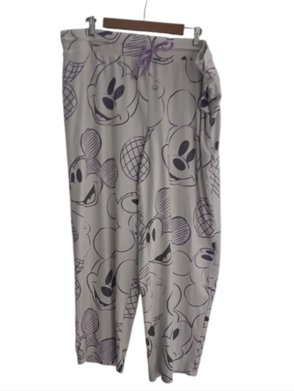 Disney Mickey Mouse Lounge Pants Plus 2X White Wide Leg Crop Pajama Disney Adult - Picture 2 of 13
